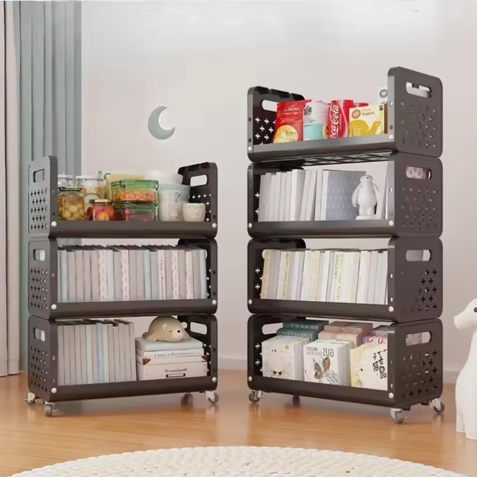 Multi Layer Movable Multipurpose Storage Rack with Wheels for Fruits, Vegetables, Snacks, Makeup, and Bathroom Essentials
