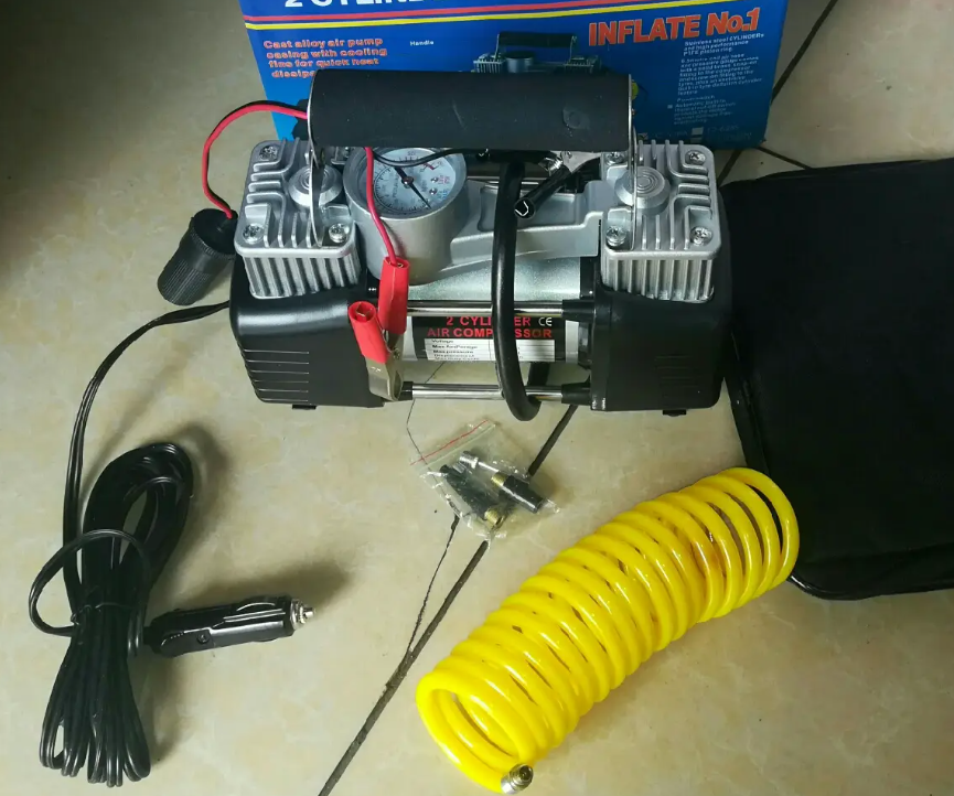 Portable Electric 12V Air Pump Compressor - 2 Cylinder 12V DC Powered & High Speed