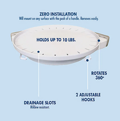 Instahang Rotating 360° Shelf Suction Corner Holder for Bathroom & Kitchen with Water Freeflow Desig