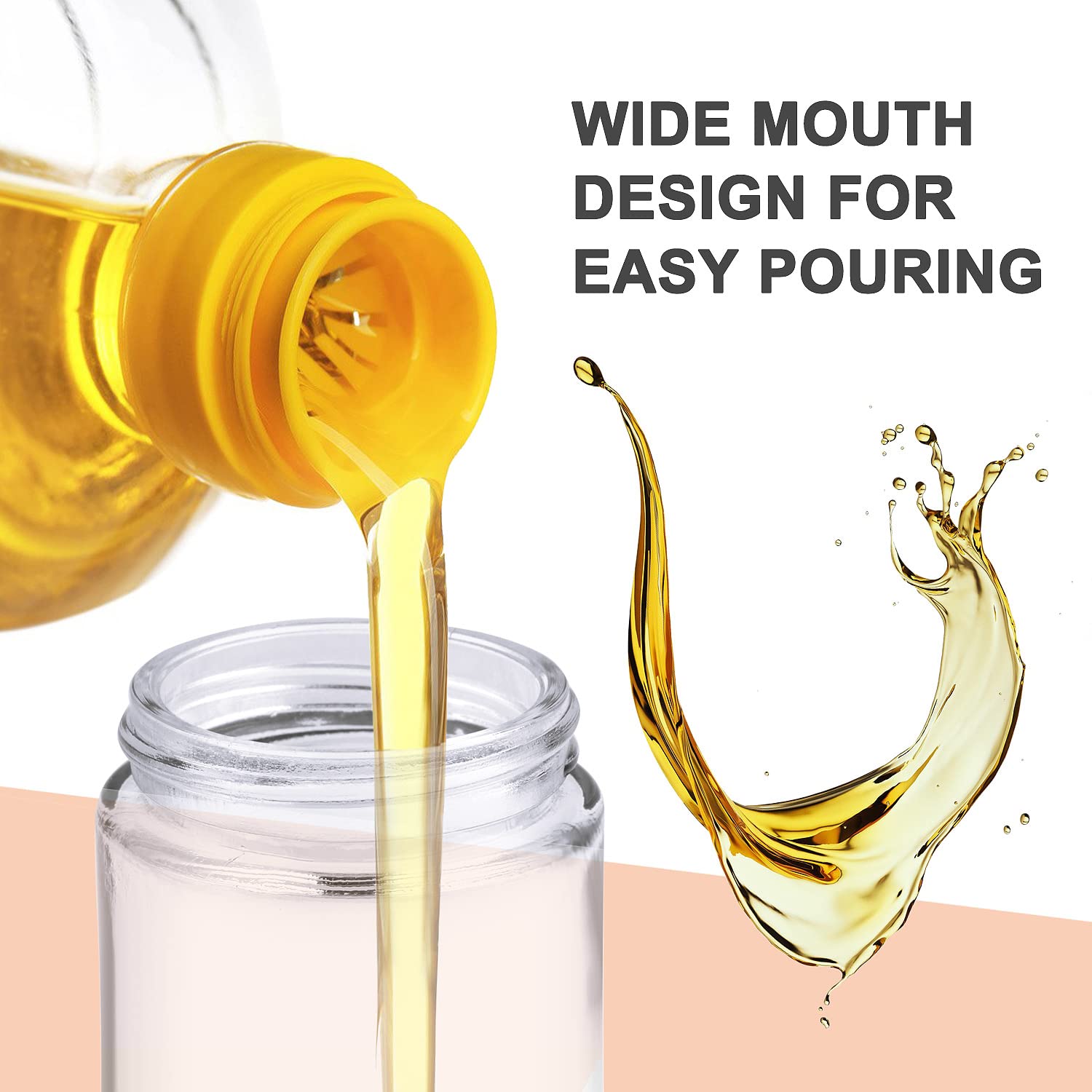 2-in-1 Oil Dispenser Bottle with Silicone Dropper & Brush with Scale and Lid for Accurate Cooking, Baking, Grilling & Basting