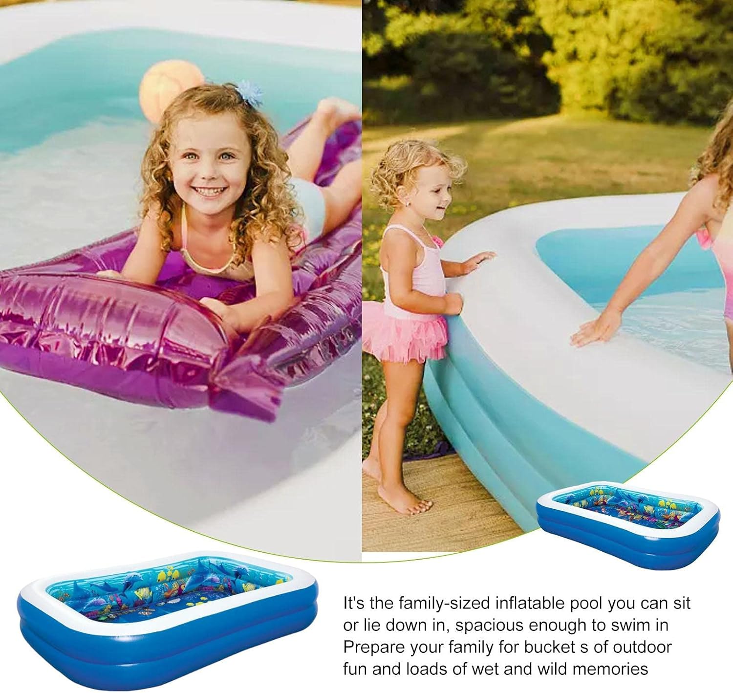 Bestway 3D Undersea Inflatable Kids Pool with Goggles & Treasure Hunt Game Set – 262 x 175 x 51cm
