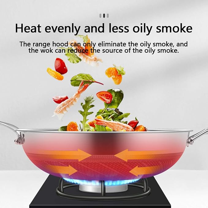 7-Layer Non-Stick Stainless Steel Cooking Pot with Induction Base, Honeycomb Texture & Anti-Oil Smoke Technology – 34CM Deep Stir Fry Cookware