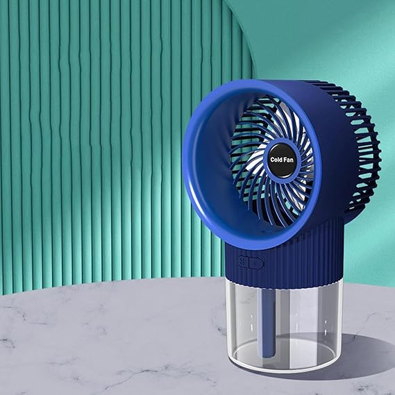 3-in-1 Portable Rechargeable Air Conditioner Mist Fan with 350ml Water Tank, Multicolor Night Light & 3-Speed Cooling