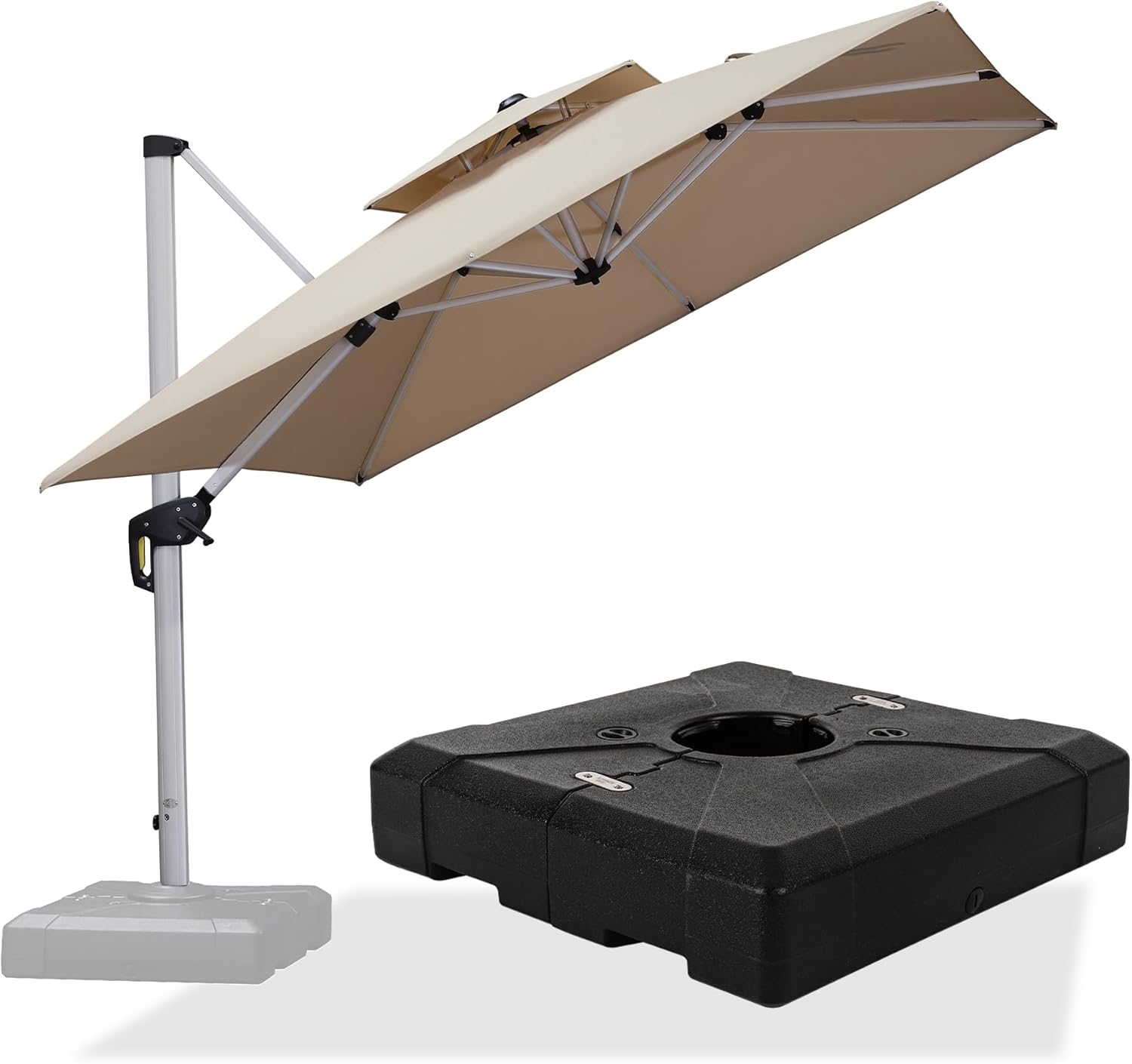 Foldable Cantilever Umbrella for Outdoor & Patio with Heavy-Duty Water Base for Support - 2.5 x 2.5 Metres