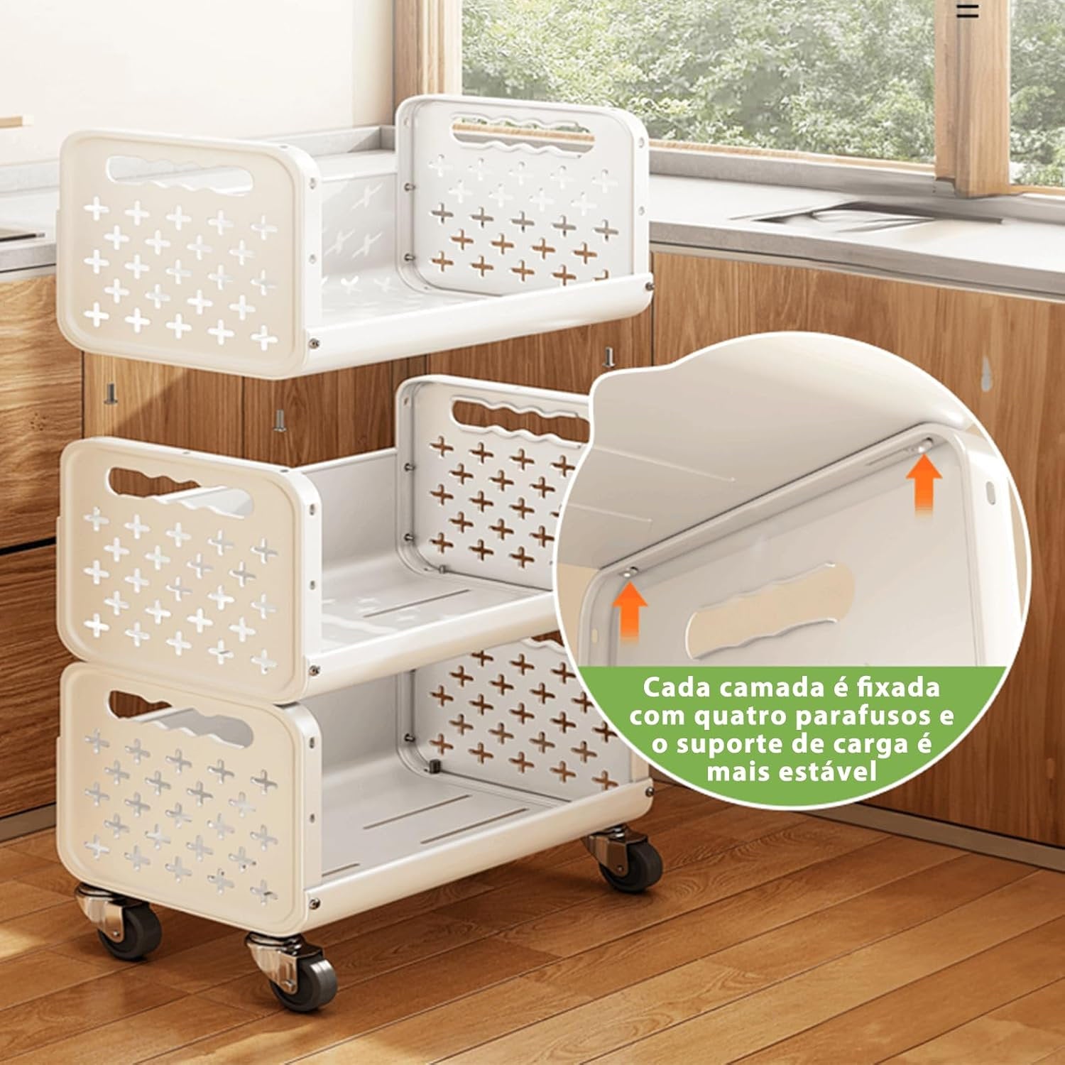 Multi Layer Movable Multipurpose Storage Rack with Wheels for Fruits, Vegetables, Snacks, Makeup, and Bathroom Essentials