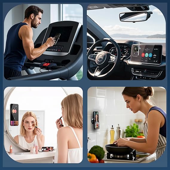 360° Rotatable Magnetic Phone Holder with Strong Vacuum Suction Cup & Universal Compatibility for Car, Desk & Gym