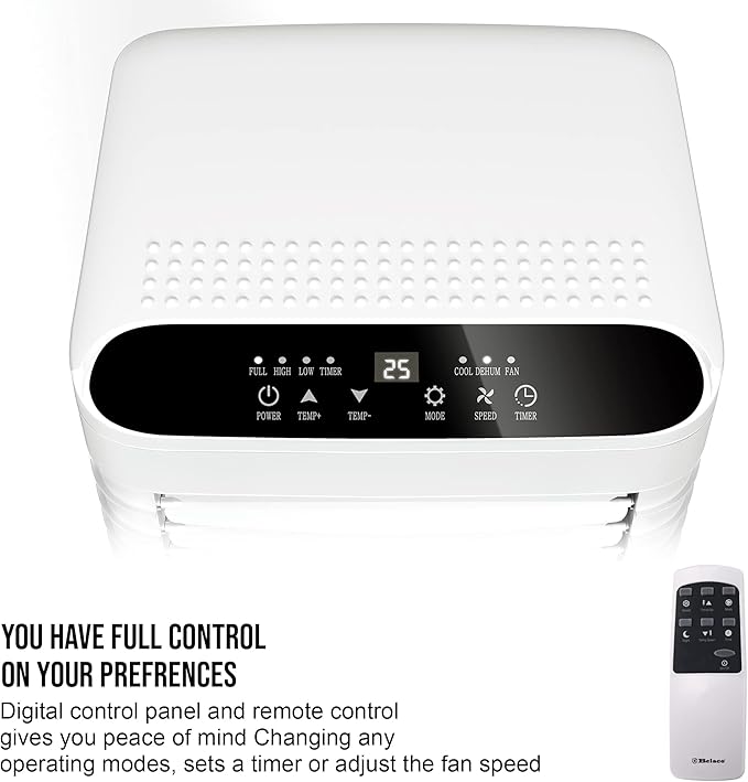 UnitedStar 7000 BTU Portable Air Conditioner with Dehumidifier, Fan Mode, Remote Control & Class A Energy Efficiency (2.05kW)