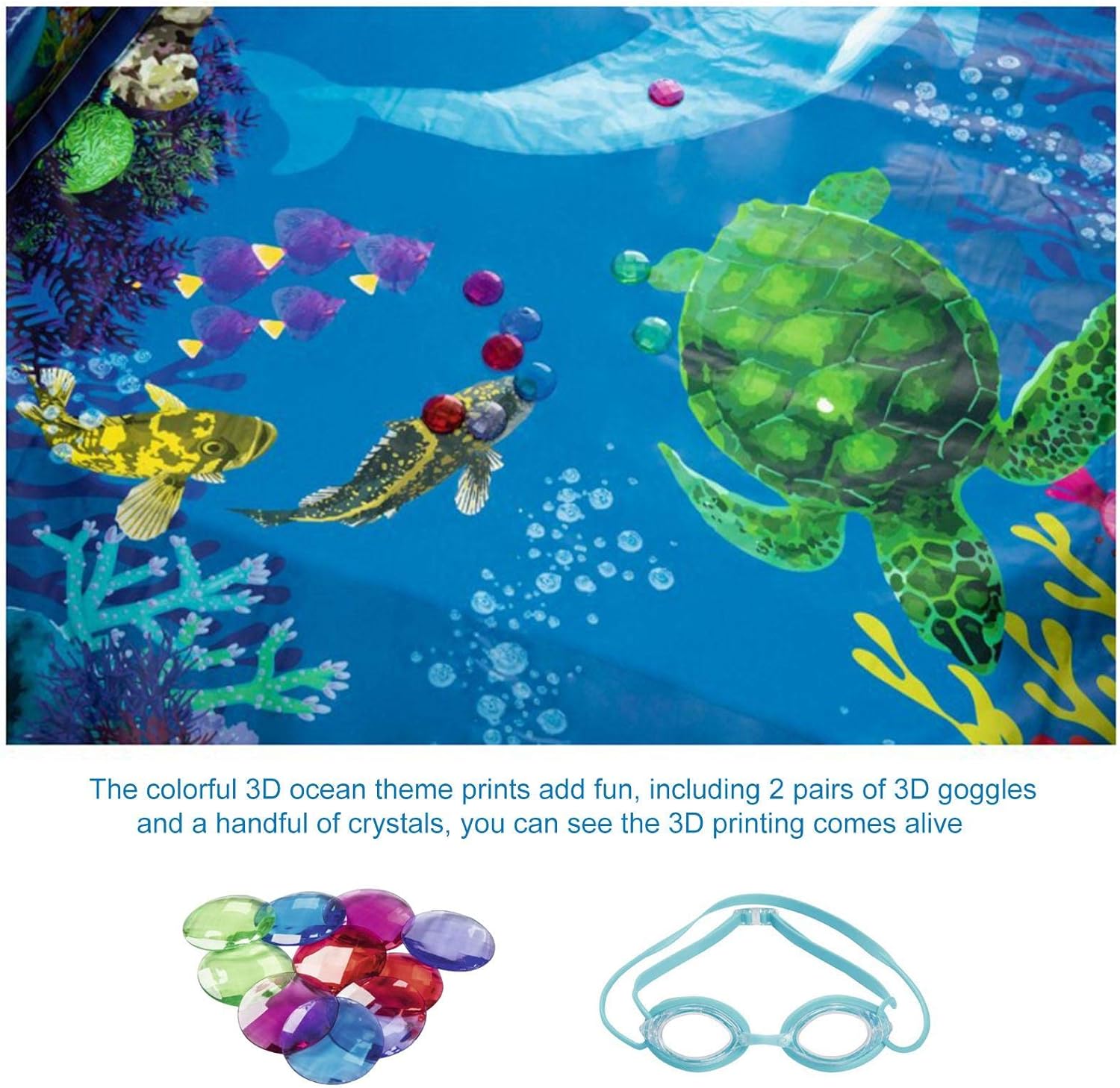 Bestway 3D Undersea Inflatable Kids Pool with Goggles & Treasure Hunt Game Set – 262 x 175 x 51cm
