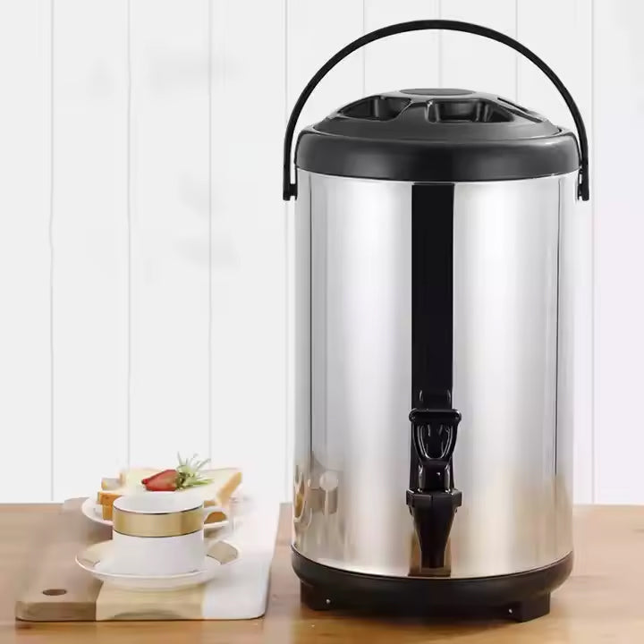 Portable St. Steel Insulated Beverage Dispenser Flask Bucket with Tap & Elevated Base - 16L