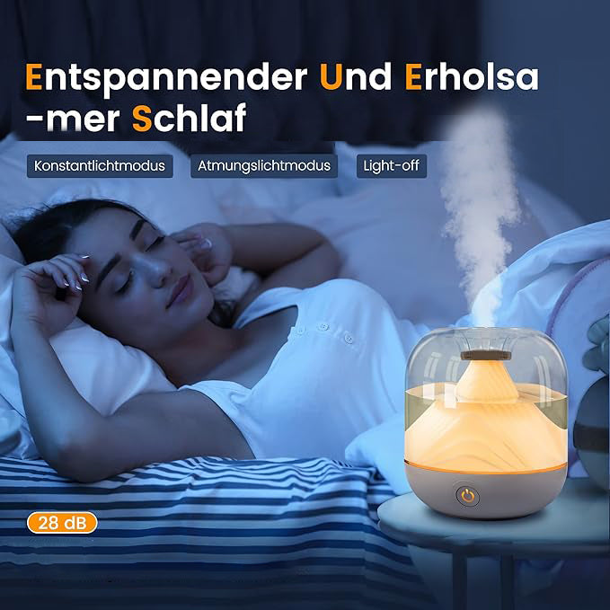 Rechargeable Ultrasonic Humidifier with Ambient Night Light, Top-Fill Transparent Tank & Portable Cordless Design - 700ml