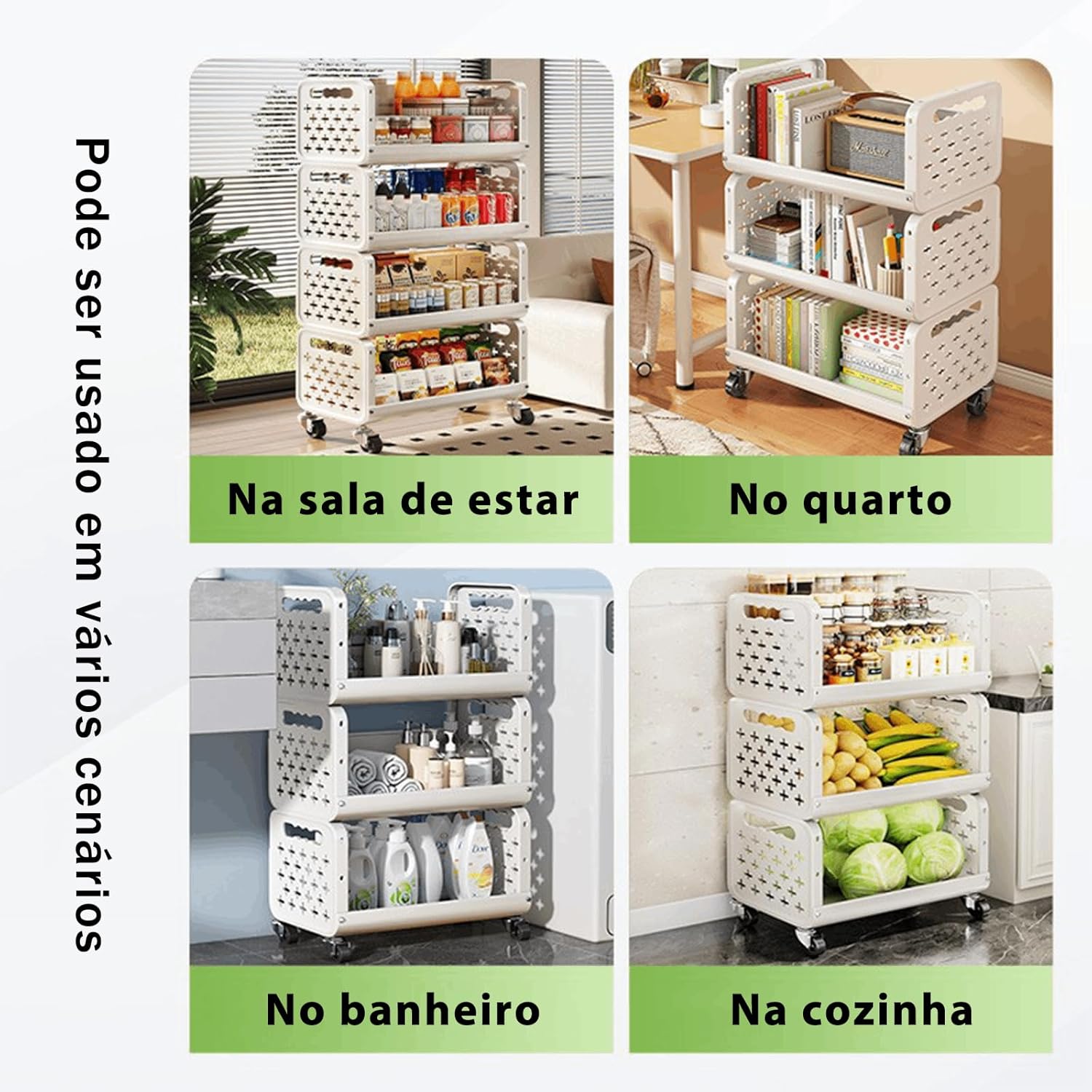 Multi Layer Movable Multipurpose Storage Rack with Wheels for Fruits, Vegetables, Snacks, Makeup, and Bathroom Essentials