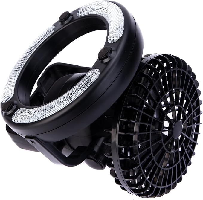 2-in-1 Multipurpose Ceiling & Desktop Fan with LED Light & Built-in Hook & Long-Lasting Battery