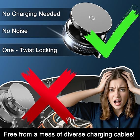 360° Rotatable Magnetic Phone Holder with Strong Vacuum Suction Cup & Universal Compatibility for Car, Desk & Gym