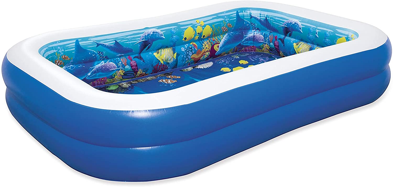 Bestway 3D Undersea Inflatable Kids Pool with Goggles & Treasure Hunt Game Set – 262 x 175 x 51cm