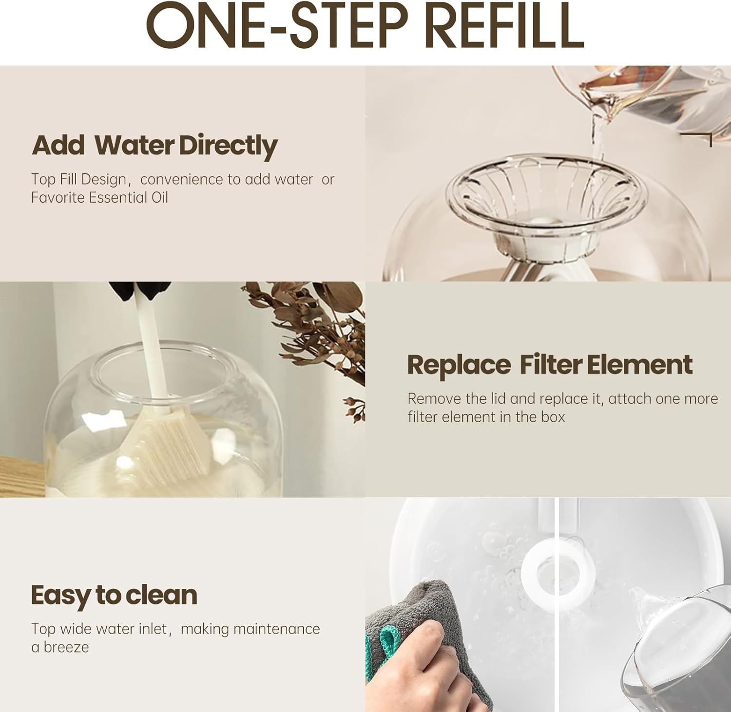 Rechargeable Ultrasonic Humidifier with Ambient Night Light, Top-Fill Transparent Tank & Portable Cordless Design - 700ml