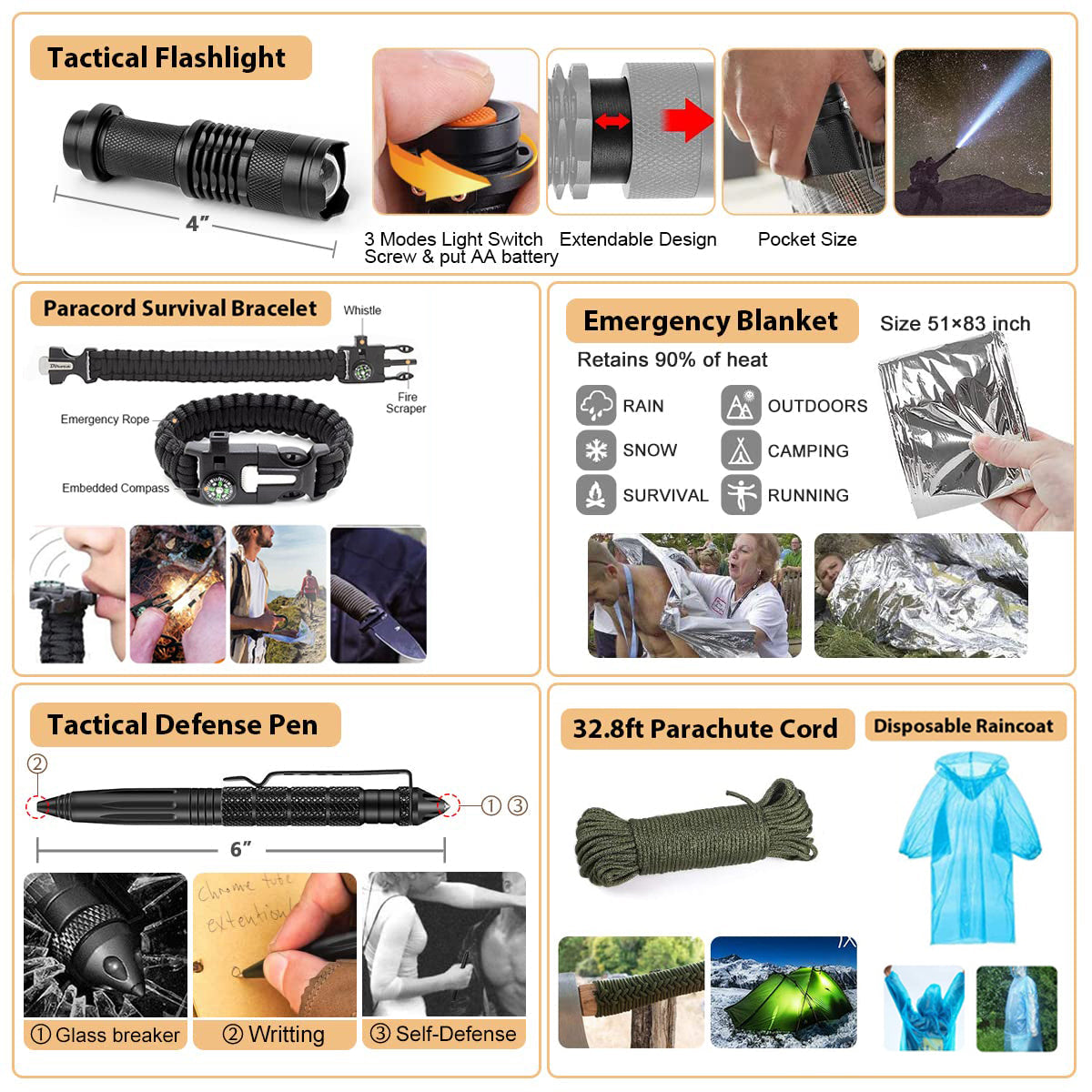 100-in-1 Tactical Emergency First Aid & Survival Kit with Storage Bag for Outdoor, Camping & Travel