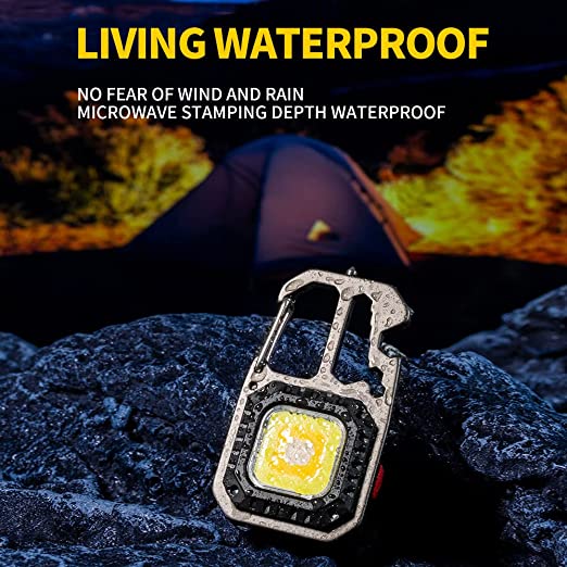 Multifunctional Emergency COB Light Tripod Keychain with Screwdriver Wrench Tool, Bottle Opener & G