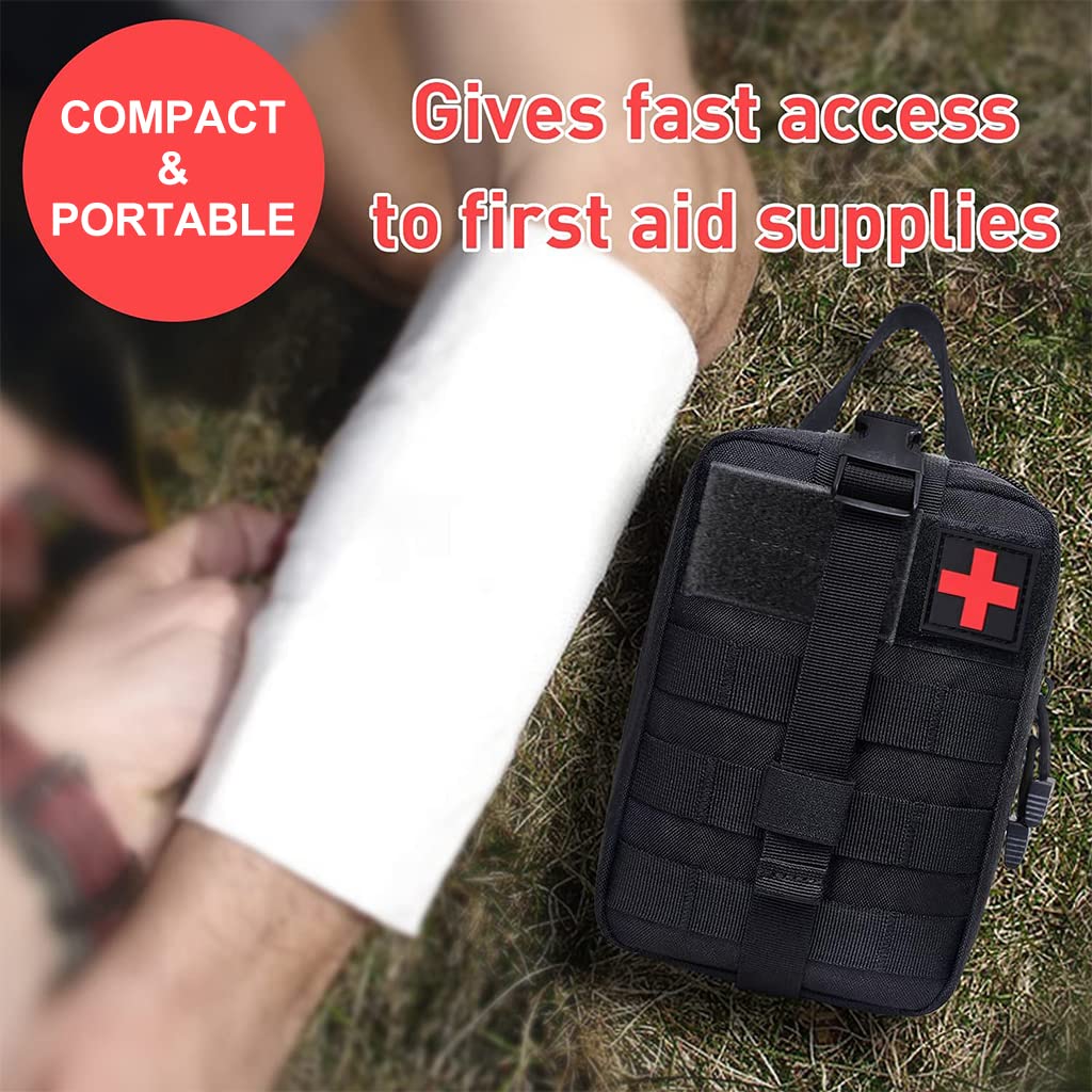 100-in-1 Tactical Emergency First Aid & Survival Kit with Storage Bag for Outdoor, Camping & Travel