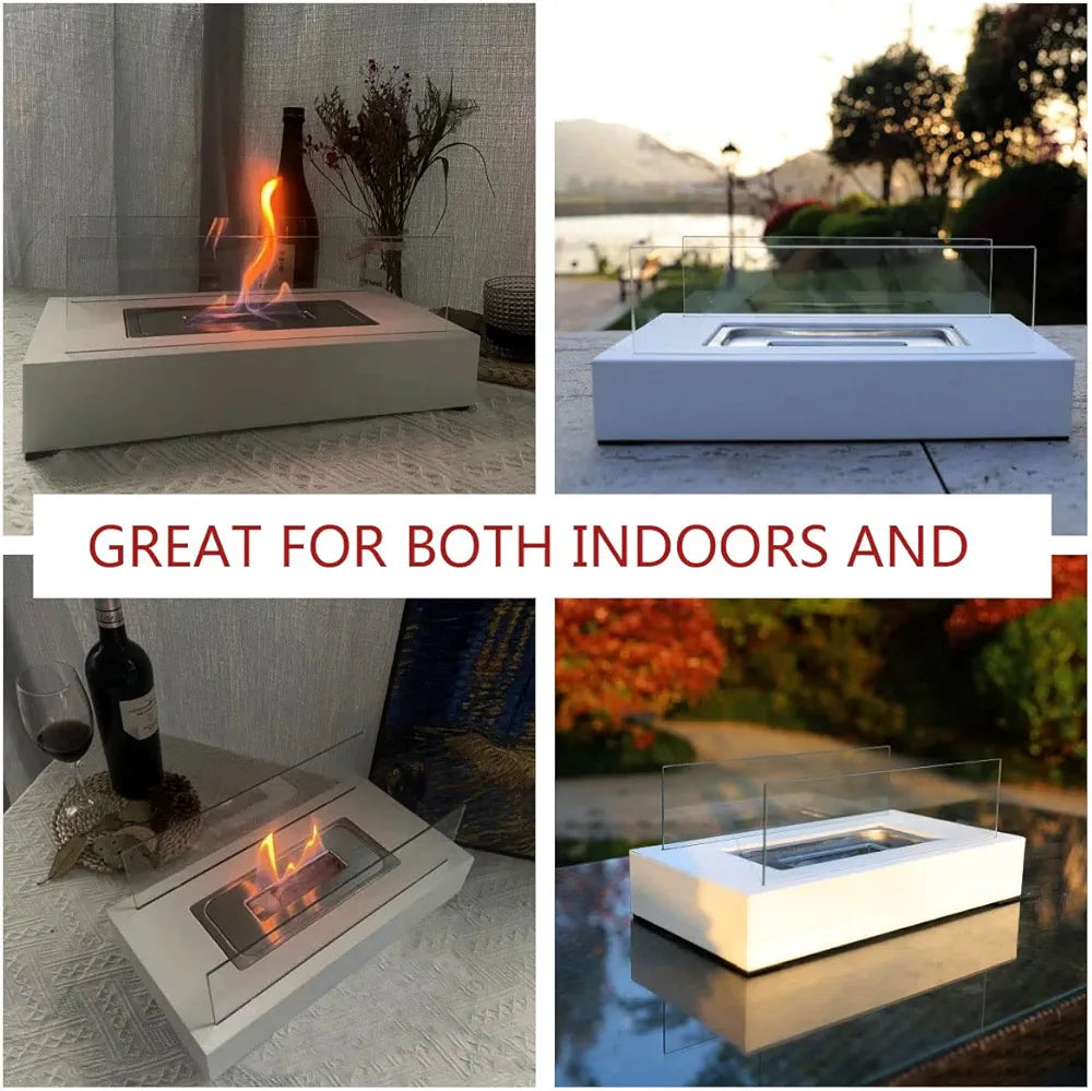 Modern Elegant Flame Tabletop Glass Fire Pit Heater for Indoor & Outdoor