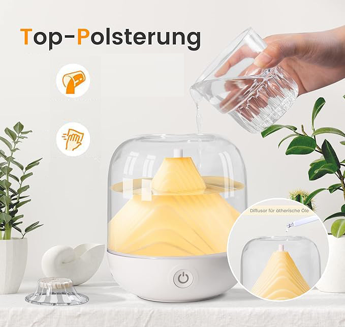 Rechargeable Ultrasonic Humidifier with Ambient Night Light, Top-Fill Transparent Tank & Portable Cordless Design - 700ml