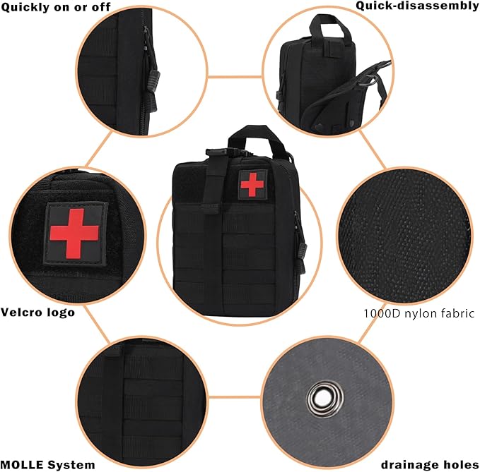 100-in-1 Tactical Emergency First Aid & Survival Kit with Storage Bag for Outdoor, Camping & Travel