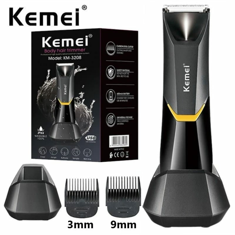 KEMEI Body Hair Trimmer - Electric Multifunctional Anti-Cut Hair Trimmer with LED Light