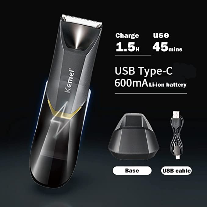 KEMEI Body Hair Trimmer - Electric Multifunctional Anti-Cut Hair Trimmer with LED Light