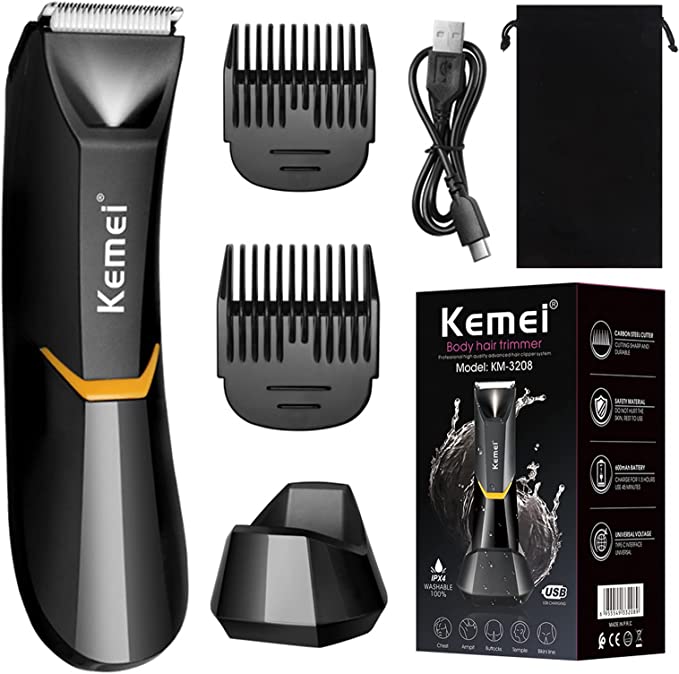 KEMEI Body Hair Trimmer - Electric Multifunctional Anti-Cut Hair Trimmer with LED Light