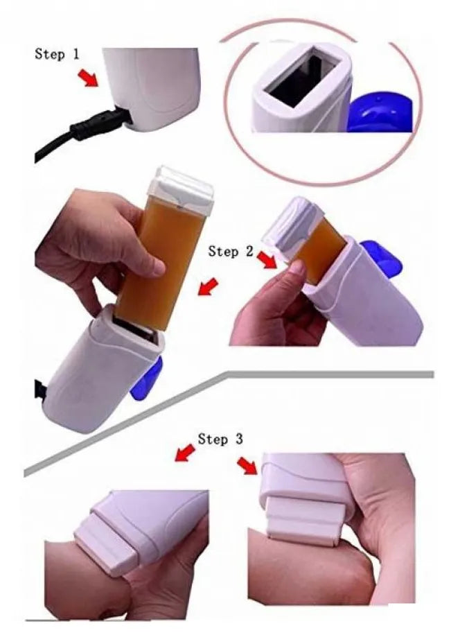 Leemax Portable Electric Depilatory Waxing Kit - Wax Heater Machine, 2 Depilation Wax & Strips 100