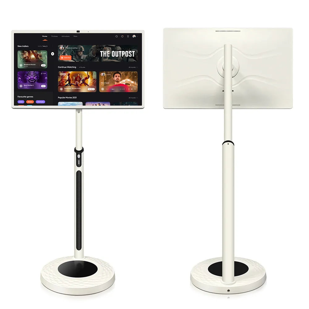 32 Inch Smart Touch Screen TV Display with Built-in Camera - Android 13, 128GB Storage , 4GB RAM, Full HD IPS Panel, Wireless Screen Projection, Speakers, Portable Rotating & Movable Stand with Wheels