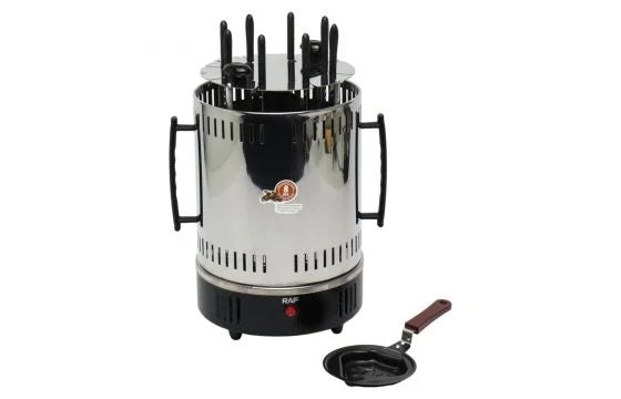 RAF Electric Vertical Rotating Charcoal Skewer Barbecue Grill - 8 Skewers & 1200W