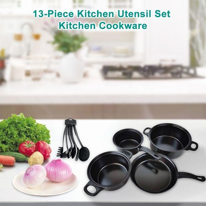 13-Piece Non-Stick Metal Cookware Set with Tempered Glass Lids, Comfort-Grip Handles & Eco-Friendly Coating – Sizes from 14 cm to 22 cm