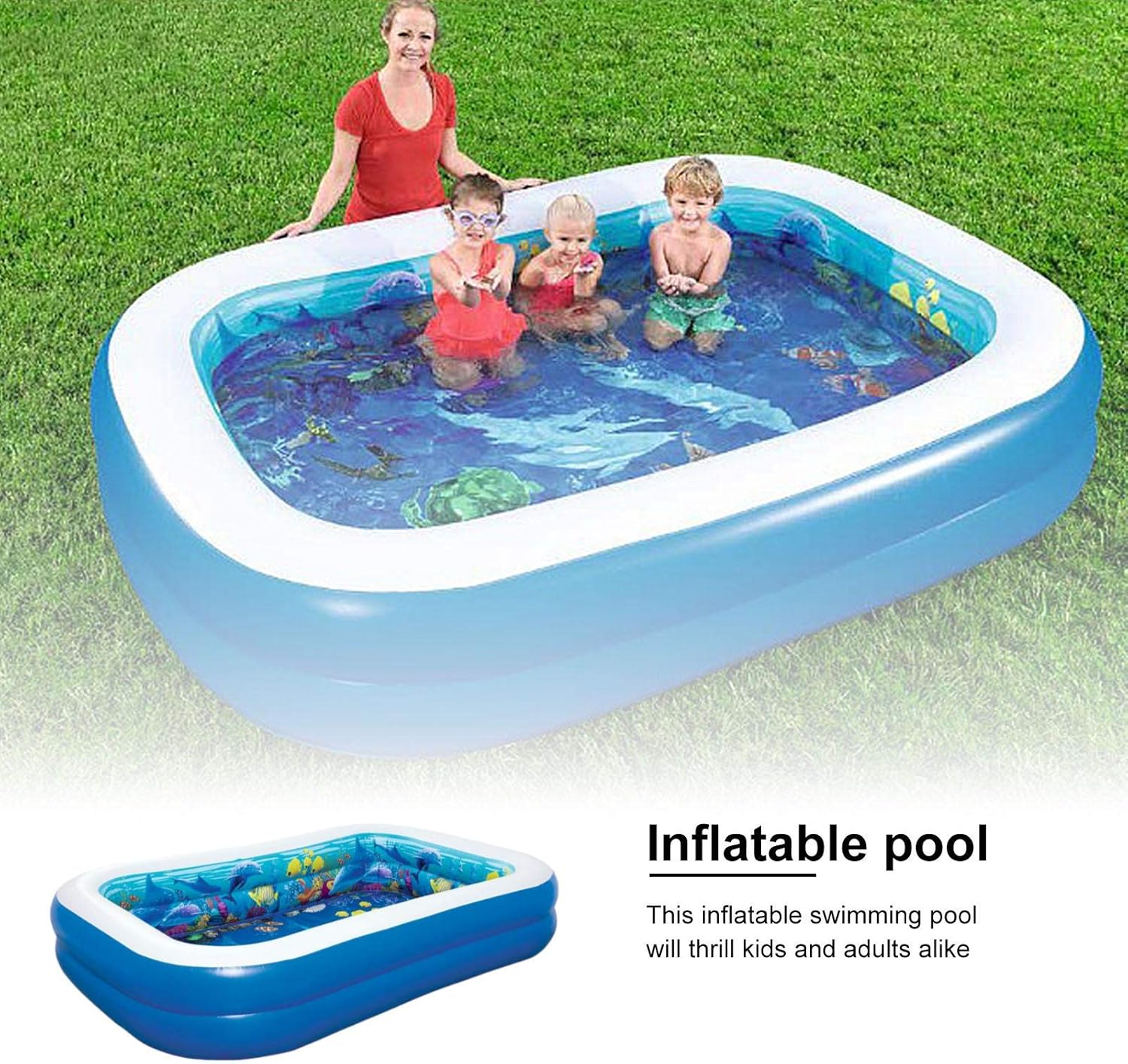 Bestway 3D Undersea Inflatable Kids Pool with Goggles & Treasure Hunt Game Set – 262 x 175 x 51cm
