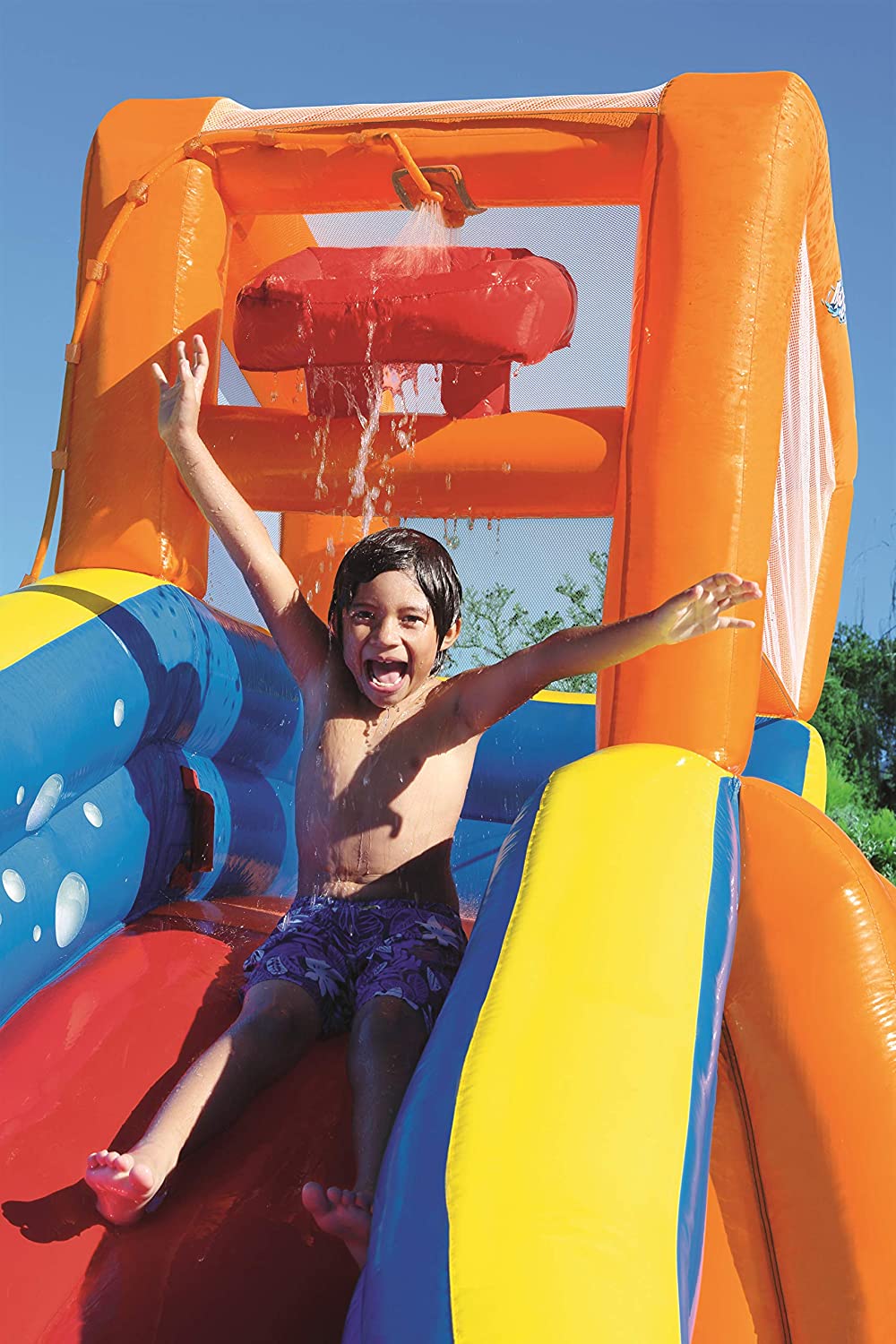Bestway H2OGO! Mega Inflatable Jumping Water Castle with 5-in-1 with Blower, Water Slide, Climbing Walls, and Water Guns