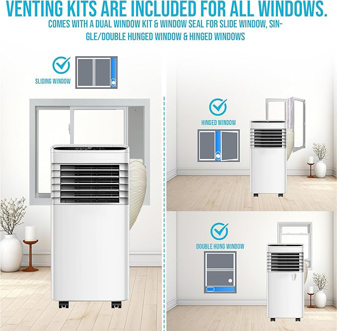 UnitedStar 7000 BTU Portable Air Conditioner with Dehumidifier, Fan Mode, Remote Control & Class A Energy Efficiency (2.05kW)