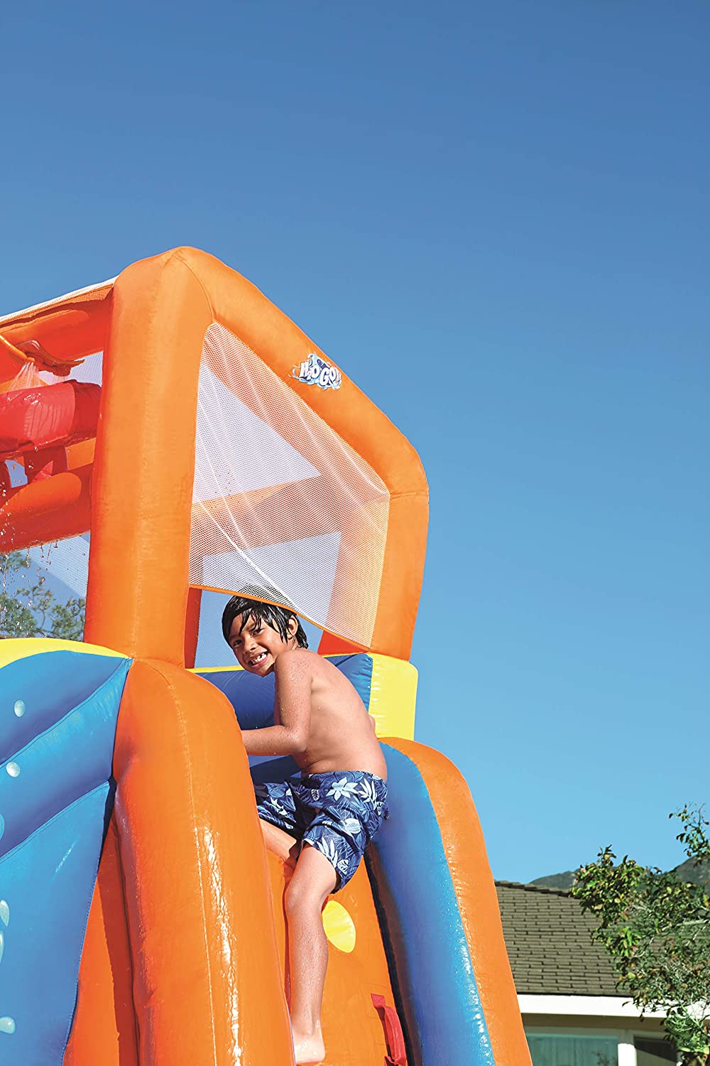 Bestway H2OGO! Mega Inflatable Jumping Water Castle with 5-in-1 with Blower, Water Slide, Climbing Walls, and Water Guns