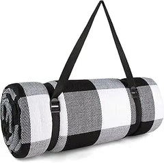 Foldable Waterproof Outdoor Picnic Mat with Handle Straps for Camping, Beach & Hiking - 2 x 2 Metres - Black