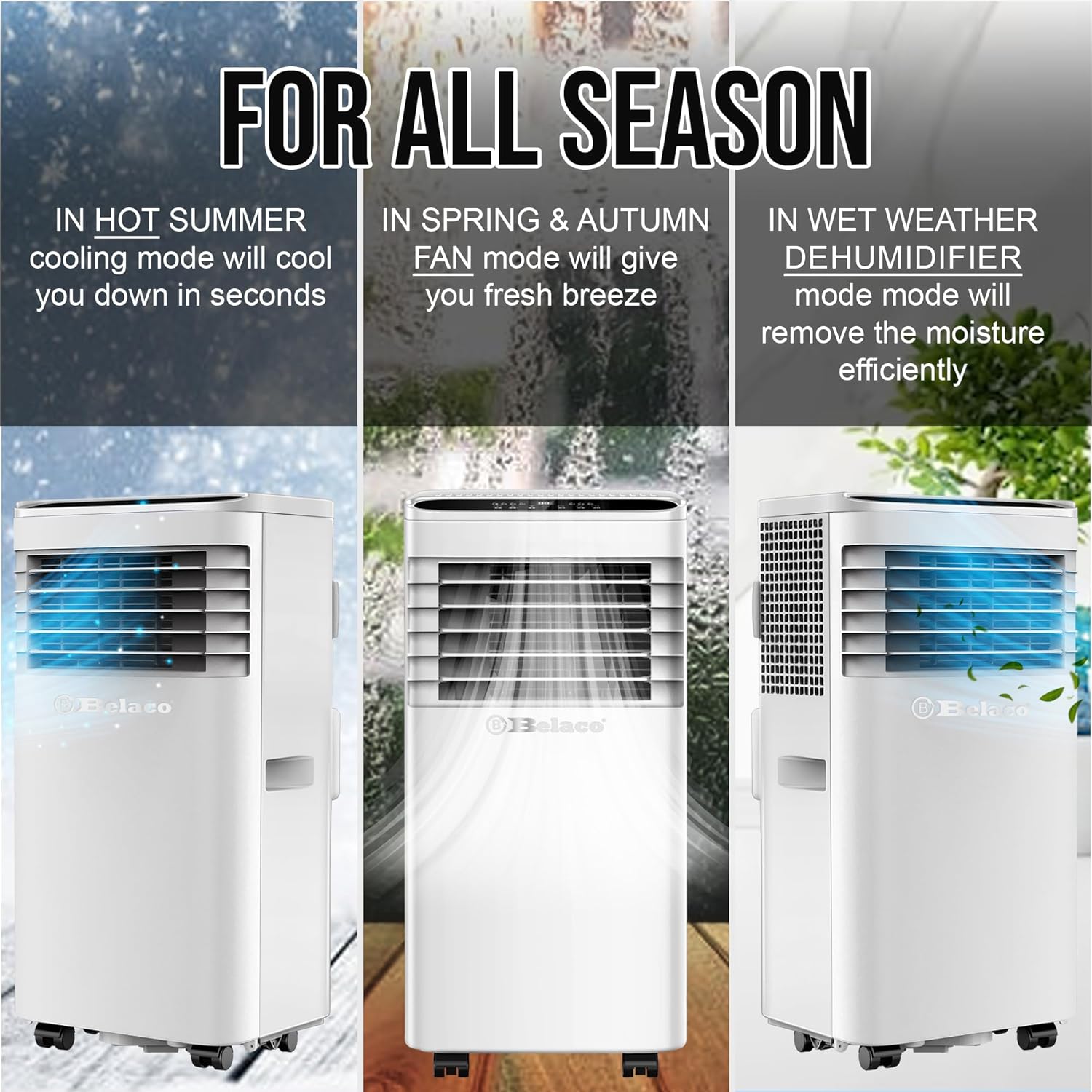UnitedStar 7000 BTU Portable Air Conditioner with Dehumidifier, Fan Mode, Remote Control & Class A Energy Efficiency (2.05kW)