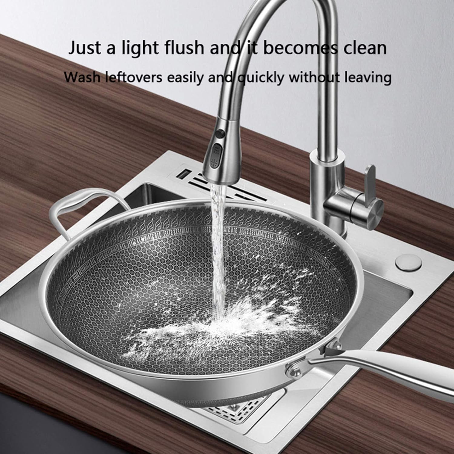 7-Layer Non-Stick Stainless Steel Cooking Pot with Induction Base, Honeycomb Texture & Anti-Oil Smoke Technology – 34CM Deep Stir Fry Cookware