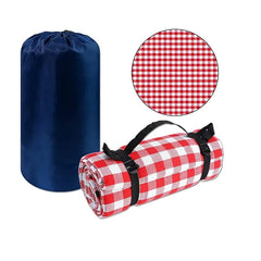 Foldable Waterproof Outdoor Picnic Mat with Handle Straps for Camping, Beach & Hiking - 2 x 2 Metres - Blue