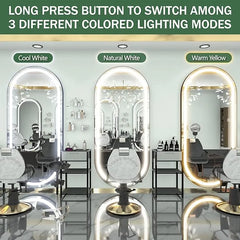 Elegant Capsule Shape LED Bathroom Mirror with Touch Control Wall-Mounted & 3 Adjustable Light Effects for Grooming and Makeup - 60 x 150 cm
