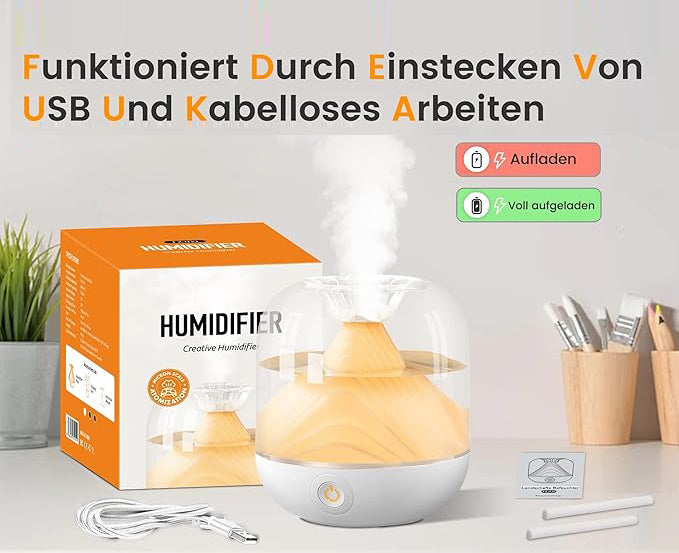 Rechargeable Ultrasonic Humidifier with Ambient Night Light, Top-Fill Transparent Tank & Portable Cordless Design - 700ml