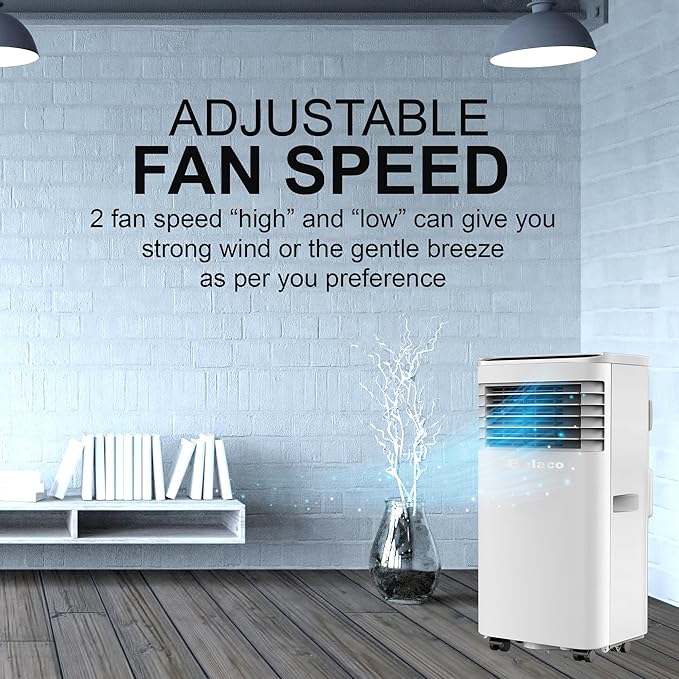UnitedStar 7000 BTU Portable Air Conditioner with Dehumidifier, Fan Mode, Remote Control & Class A Energy Efficiency (2.05kW)