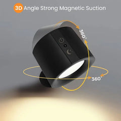 Elegant 360° Rechargeable Magnetic Wall Lamp with Remote Control, Touch Switch, 3 Brightness Levels & 3 Color Temperatures - Adjustable Rotation Night Light for Bedroom, Study & Living Room