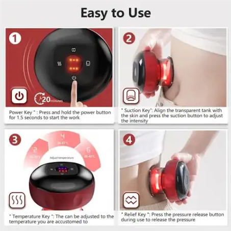 Intelligent Suction Cupping Massager with Heating & Infrared Red Light Therapy