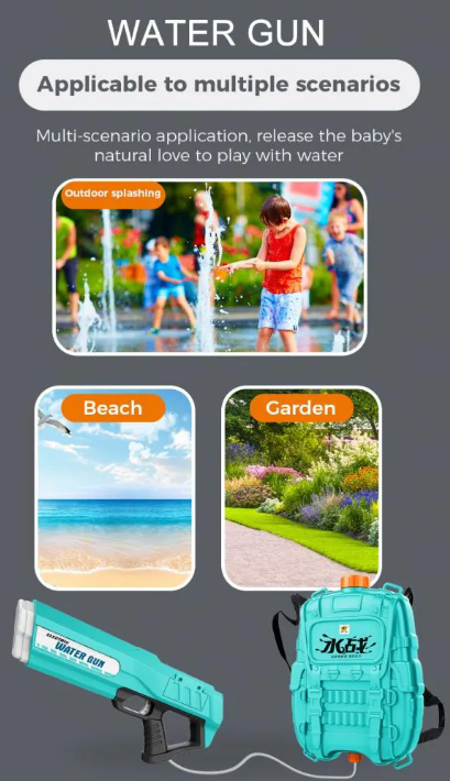 Cool Long Range Electric Water Gun Toy - Rechargeable with Water Storage Backpack