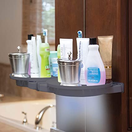 Instahang Rotating 360° Shelf Suction Corner Holder for Bathroom & Kitchen with Water Freeflow Desig