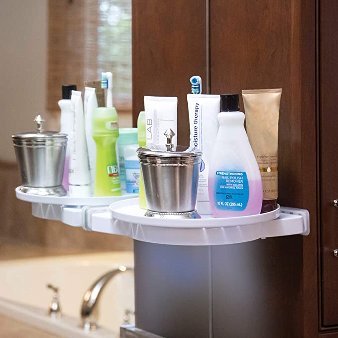 Instahang Rotating 360° Shelf Suction Corner Holder for Bathroom & Kitchen with Water Freeflow Desig