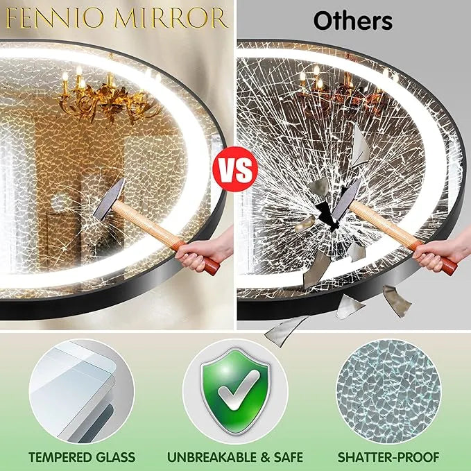 Elegant Capsule Shape LED Bathroom Mirror with Touch Control Wall-Mounted & 3 Adjustable Light Effects for Grooming and Makeup - 60 x 150 cm