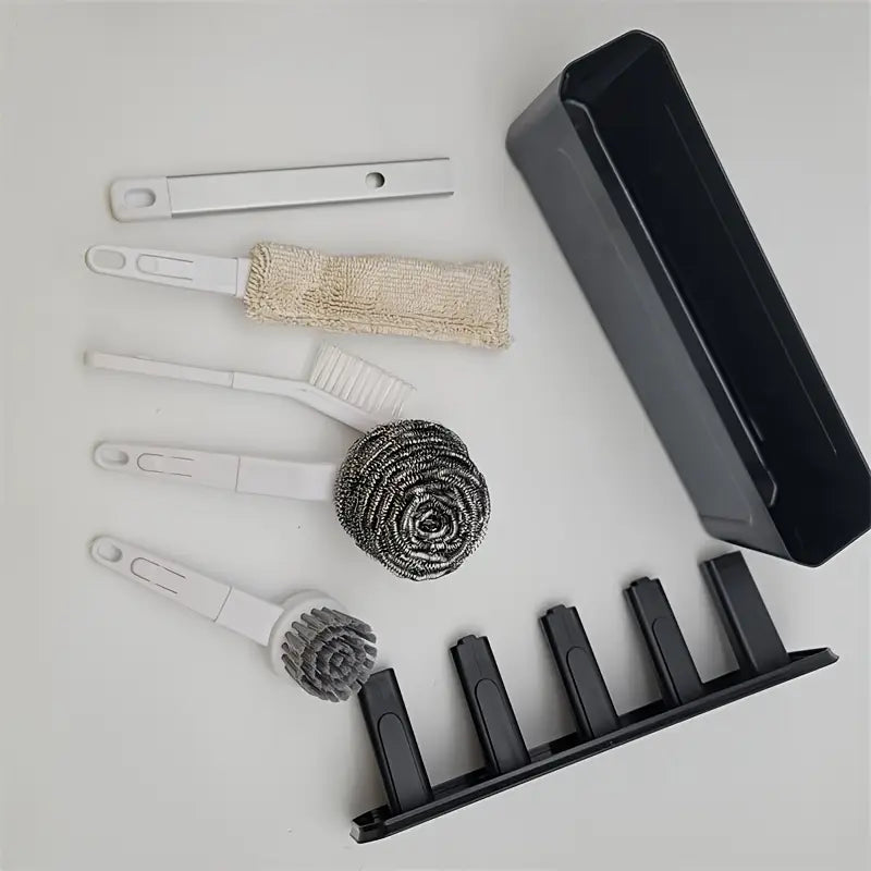 4-in-1 Multi-Brush Kitchen Cleaning Kit with Detachable Handle & Drainage Design